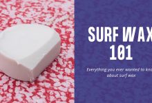 a picture of a bar of surf wax on a board with the text surf wax 101